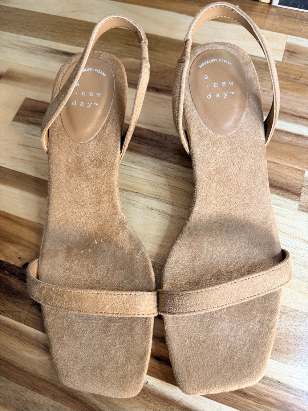 a new day Tan faux Suede Slingback Sandals office collegiate special occasions 7